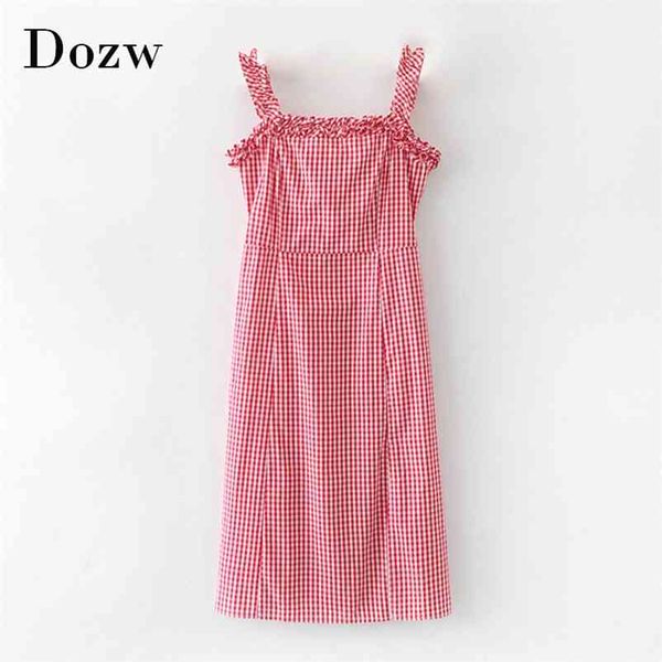 casual sleeveless plaid dress women spaghetti strap split holiday beach ruffles fashion female straight es robe 210515, Black;gray
casual sleeveless plaid dress women spaghetti strap split holiday beach ruffles fashion female straight es robe 210515, Black;gray