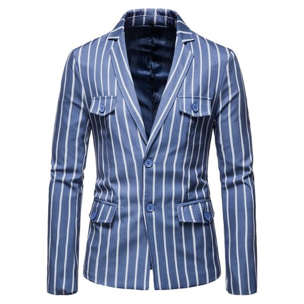 male striped long two single-breasted buttons like right jacket floral suit with pockets, Black;brown
male striped long two single-breasted buttons like right jacket floral suit with pockets, Black;brown