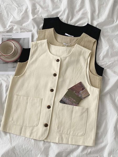 women's vests womens vest jacket autumn female korean student loose round neck sleeveless top, Black;white
women's vests womens vest jacket autumn female korean student loose round neck sleeveless top, Black;white
