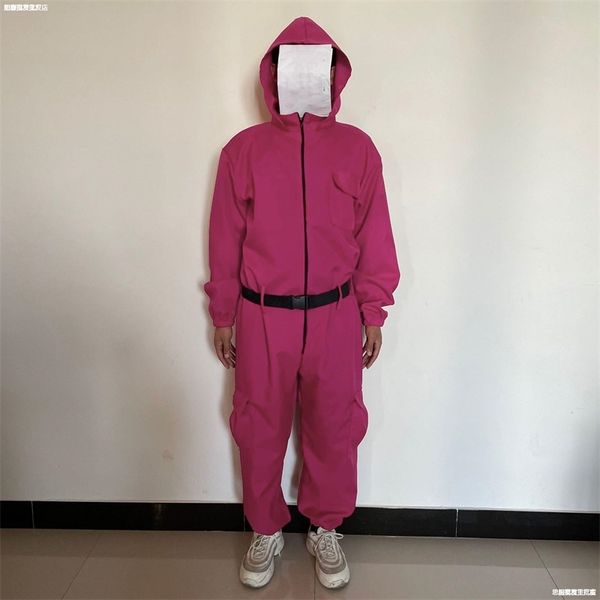 2021 korean squid game film and television same masked man cosplay hooded one-piece clothes, Black;red
2021 korean squid game film and television same masked man cosplay hooded one-piece clothes, Black;red