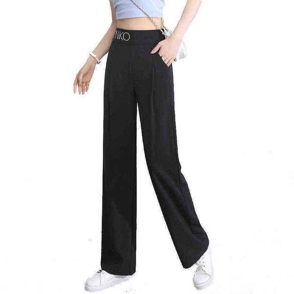 black wide leg pants women's high waist drop 2021 casual suit pants loose straight summer thin, Black;white
black wide leg pants women's high waist drop 2021 casual suit pants loose straight summer thin, Black;white