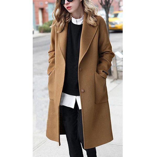 women's trench coats winter women wool coat solid colors long sleeve buttons pocket classic outwear streetwear female clothes jacket, Tan;black
women's trench coats winter women wool coat solid colors long sleeve buttons pocket classic outwear streetwear female clothes jacket, Tan;black
