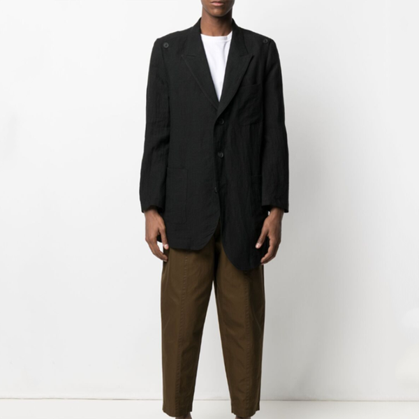 men's suits & blazers men spring and summer cotton linen loose suit long sleeve jacket three buckle around asymmetrical round swing, White;black
men's suits & blazers men spring and summer cotton linen loose suit long sleeve jacket three buckle around asymmetrical round swing, White;black