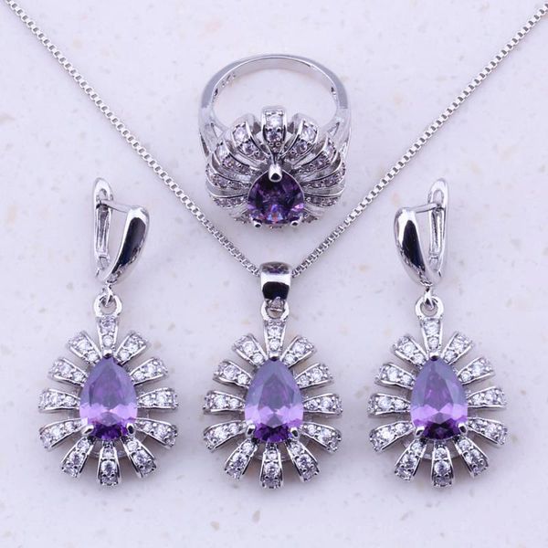 earrings & necklace admirable purple crystal cubic zircon sterling jewelry sets for women party fashion j0033, Silver
earrings & necklace admirable purple crystal cubic zircon sterling jewelry sets for women party fashion j0033, Silver