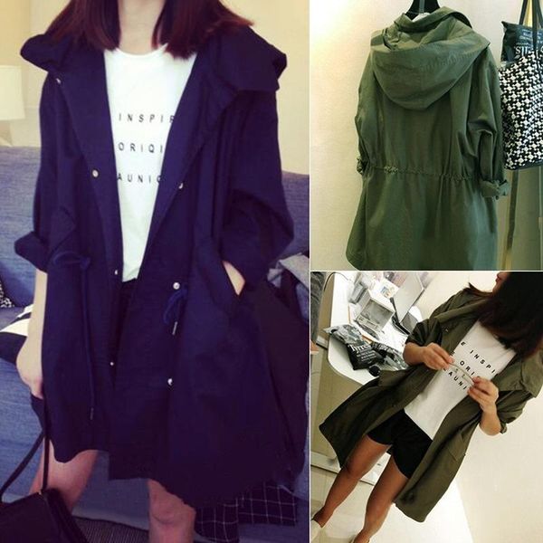 women's trench coats 2021 autumn korean version of loose thin drawstring waist hooded windbreaker women in long paragraph cardigan long, Tan;black
women's trench coats 2021 autumn korean version of loose thin drawstring waist hooded windbreaker women in long paragraph cardigan long, Tan;black