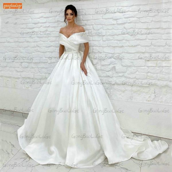 other wedding dresses fashion satin 2021 white robe de mariée custom made ball gown bridal dress court train vestido casamento1 
other wedding dresses fashion satin 2021 white robe de mariée custom made ball gown bridal dress court train vestido casamento1