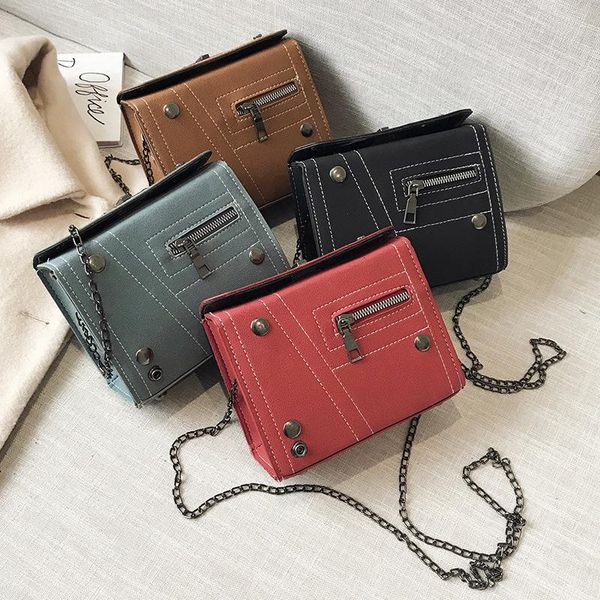 japanese style square bag frosted lock women shoulder metal chain zipper rivets messenger simple female handbag evening bags
japanese style square bag frosted lock women shoulder metal chain zipper rivets messenger simple female handbag evening bags