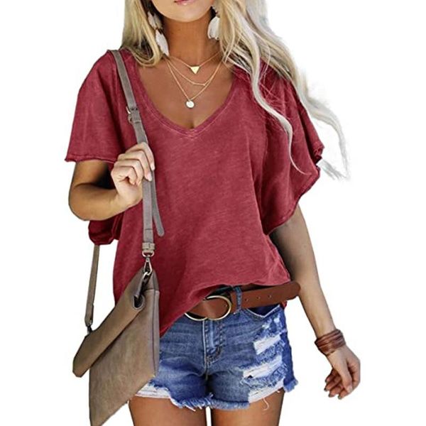 women's t-shirt casual short sleeve tees loose pius size femmel 2021 summer v-neck t shirts, White
women's t-shirt casual short sleeve tees loose pius size femmel 2021 summer v-neck t shirts, White