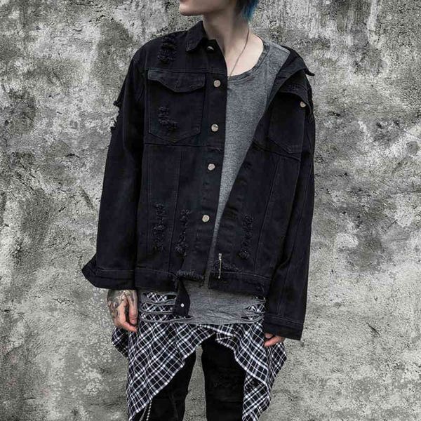 fashion wild cool tide men's casual long-sleeved distressed hole denim jacket coat, Black;brown
fashion wild cool tide men's casual long-sleeved distressed hole denim jacket coat, Black;brown