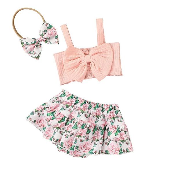 3pcs baby girl summer outfits, sleeveless shirred bow front tank + floral tutu bloomers headband set clothing sets, White
3pcs baby girl summer outfits, sleeveless shirred bow front tank + floral tutu bloomers headband set clothing sets, White