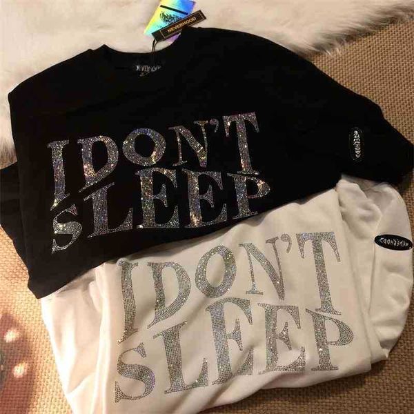 spring summer new hip hop heavy industry diamond sweater fashion br ins loose long sleeve t-shirt and women's short, Black 
spring summer new hip hop heavy industry diamond sweater fashion br ins loose long sleeve t-shirt and women's short, Black