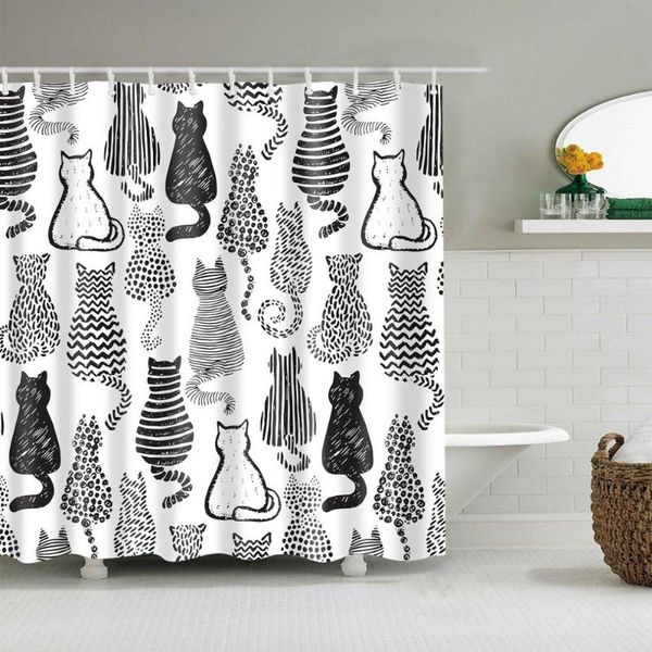 shower curtain black and white cat bath accessories with 12 hooks curtains
shower curtain black and white cat bath accessories with 12 hooks curtains