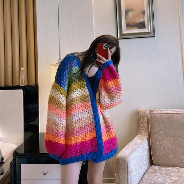 women's knits & tees y2ksweater loose and lazy wind spring 2021 rainbow thick stick needle cardigan medium long coat gradient knitted s, White
women's knits & tees y2ksweater loose and lazy wind spring 2021 rainbow thick stick needle cardigan medium long coat gradient knitted s, White