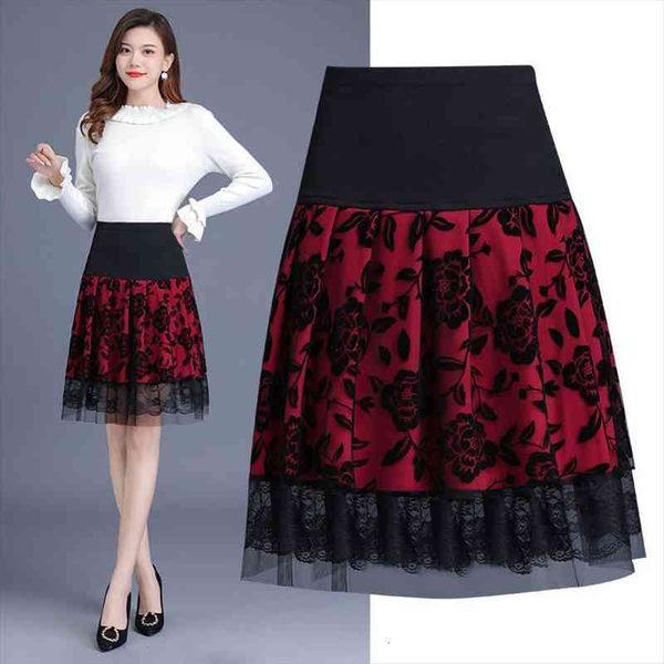 the mid length anti women skirt walking light pleated large size high waist thin poncho flower, Black
the mid length anti women skirt walking light pleated large size high waist thin poncho flower, Black