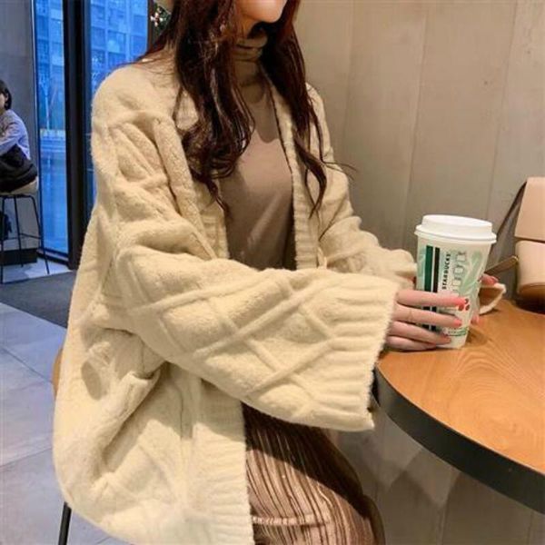 women's knits & tees women sweaters winter cardigans knitting rhombus horn buckle thick loose all-match students autumn korean style ov, White
women's knits & tees women sweaters winter cardigans knitting rhombus horn buckle thick loose all-match students autumn korean style ov, White