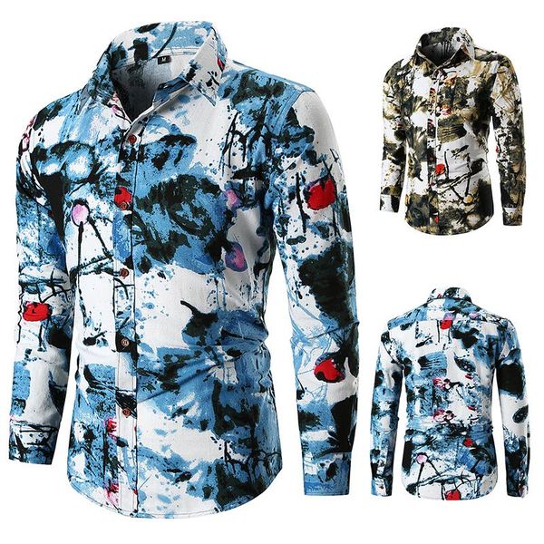 european code autumn and winter splash-ink chinese style men's long-sleeved shirt flower fashion casual shirts, White;black
european code autumn and winter splash-ink chinese style men's long-sleeved shirt flower fashion casual shirts, White;black