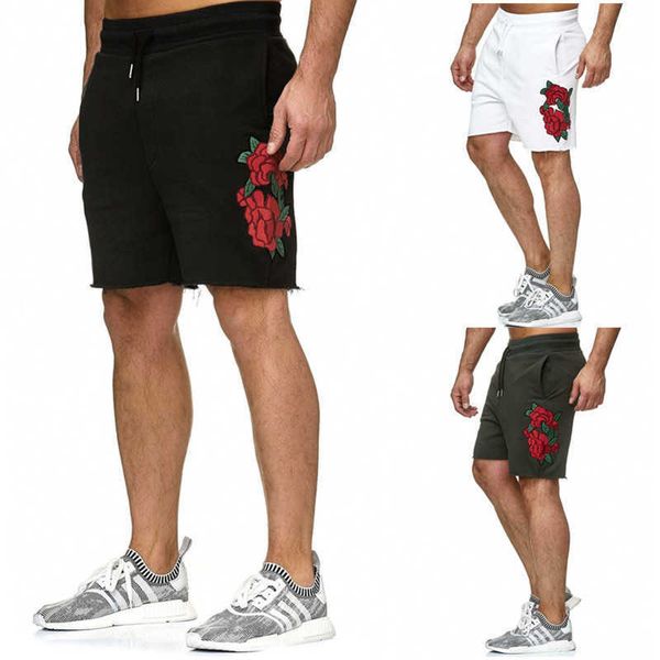 casual 2021 summer embroidered sports shorts tethered jogging men's beach pants, White;black
casual 2021 summer embroidered sports shorts tethered jogging men's beach pants, White;black