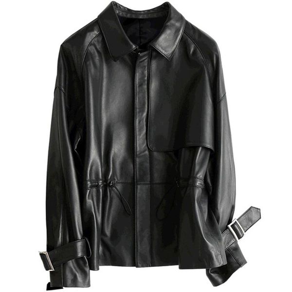 women's leather & faux spring autumn women real jacket natural sheepskin coats short genuine coat female a020, Black
women's leather & faux spring autumn women real jacket natural sheepskin coats short genuine coat female a020, Black