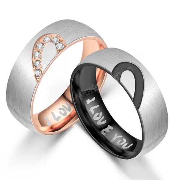 stainless steel i love you ring diamond half heart ring couple rings engagement wedding ring for women mens, Silver
stainless steel i love you ring diamond half heart ring couple rings engagement wedding ring for women mens, Silver