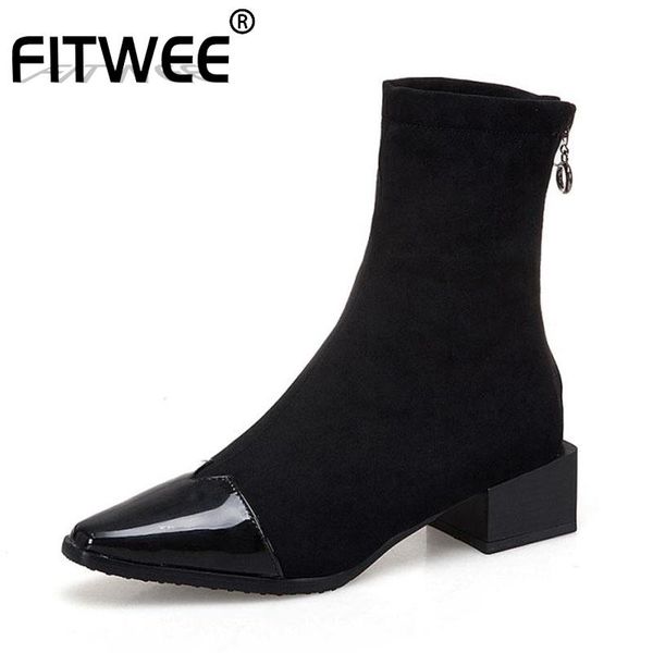 boots fitwee short for women stylish pointed toe square heels shoes warm zipper patchwork winter footwear size 34-48, Black
boots fitwee short for women stylish pointed toe square heels shoes warm zipper patchwork winter footwear size 34-48, Black
