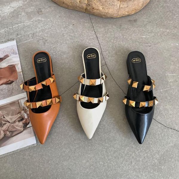 slippers 2021 spring and summer pointed toe shallow mouth rivet fairy flat semi, Black
slippers 2021 spring and summer pointed toe shallow mouth rivet fairy flat semi, Black