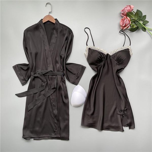 women's sleepwear spring autumn kimono robe gown set female black casual rayon home dress v-neck nightgown sweet bow lace trim, Black;red
women's sleepwear spring autumn kimono robe gown set female black casual rayon home dress v-neck nightgown sweet bow lace trim, Black;red