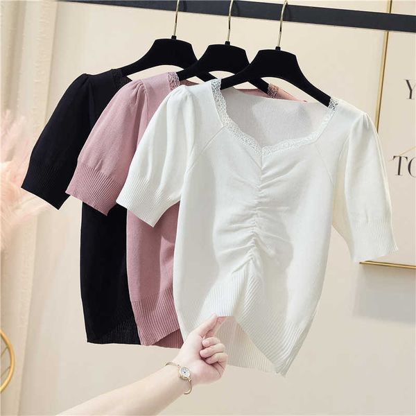 thin knitted t shirt women clothes summer woman short sleeve tees casual t-shirt female oversized sweater 210604, White;black
thin knitted t shirt women clothes summer woman short sleeve tees casual t-shirt female oversized sweater 210604, White;black