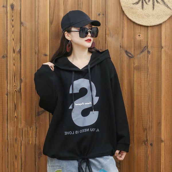 pullover product hooded loose large casual foreign style versatile fat mm aging women's fashion, Black
pullover product hooded loose large casual foreign style versatile fat mm aging women's fashion, Black