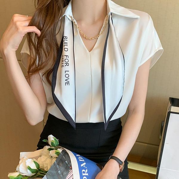 women's blouses & shirts fashion woman 2021 summer chiffon solid casual office lady turn-down collar short sleeve silk for women, White
women's blouses & shirts fashion woman 2021 summer chiffon solid casual office lady turn-down collar short sleeve silk for women, White
