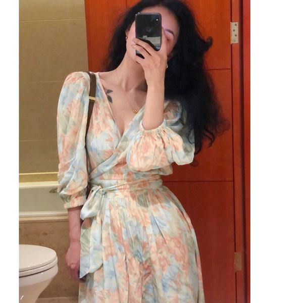 New 2021 Summer Casual Women Lantern Short Sleeve Print Dress Elegant Lace Up A Line Robe Dresses, Multi
New 2021 Summer Casual Women Lantern Short Sleeve Print Dress Elegant Lace Up A Line Robe Dresses, Multi