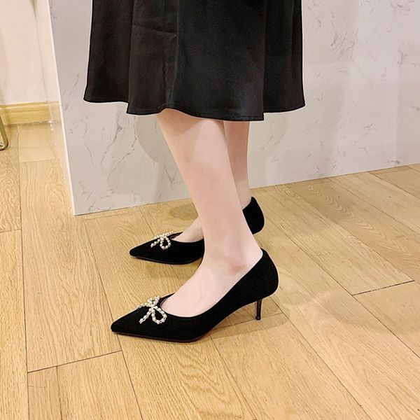 luxury dress shoes french high heels 2021 spring and autumn single women's bow sheep turned pointed thin heel shallow mouth work sho, Black
luxury dress shoes french high heels 2021 spring and autumn single women's bow sheep turned pointed thin heel shallow mouth work sho, Black