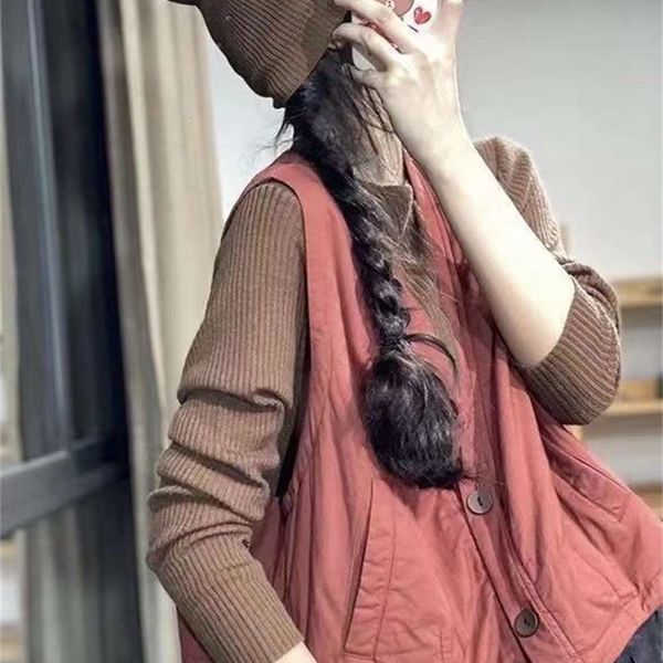 vest autumn v-neck simple loose sleeveless waistcoat with cotton cardigan thin short coat for women, White
vest autumn v-neck simple loose sleeveless waistcoat with cotton cardigan thin short coat for women, White