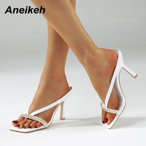 slippers aneikeh shoes summer fashion women's flip flops chain pu thin heels thong mules party shallow square toe solid, Black
slippers aneikeh shoes summer fashion women's flip flops chain pu thin heels thong mules party shallow square toe solid, Black