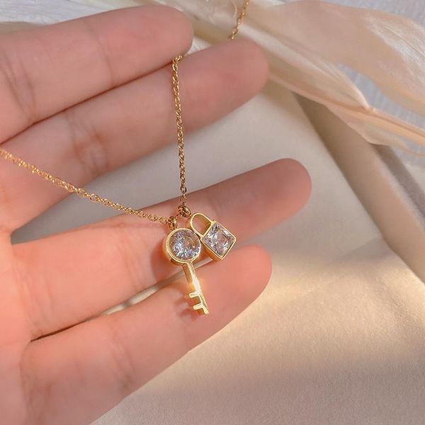 pendant necklaces titanium steel key necklace with diamonds and zircon 2021 clavicle chain korean niche temperament simple personality penda, Silver
pendant necklaces titanium steel key necklace with diamonds and zircon 2021 clavicle chain korean niche temperament simple personality penda, Silver