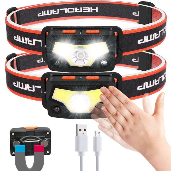 rechargeable xpg cob led headlamp 7 modes for outdoor waterproof lighting headlight sensor work light torch headlamps