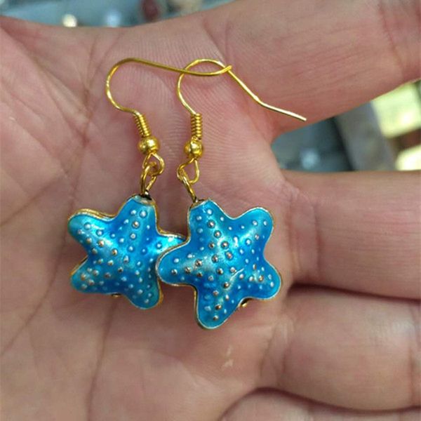 women cloisonne enamel star charm earrings chinese ear accessories fashion eardrop copper dangle jewellery gift, Golden
women cloisonne enamel star charm earrings chinese ear accessories fashion eardrop copper dangle jewellery gift, Golden