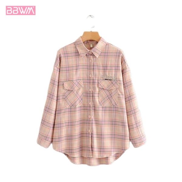 women chic spring style lapel long sleeve jacket coat vintage loose plaid leisure chic female 210507, Black;brown
women chic spring style lapel long sleeve jacket coat vintage loose plaid leisure chic female 210507, Black;brown