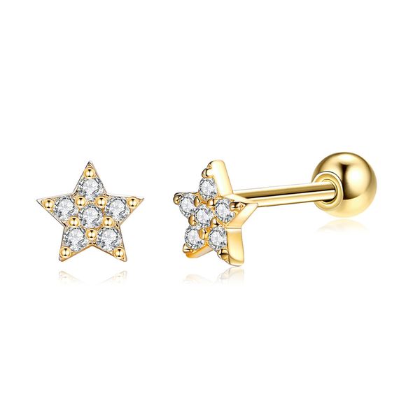 s925 five pointed star earring trinket simple lovely silver earrings round face thin sve0135, Golden
s925 five pointed star earring trinket simple lovely silver earrings round face thin sve0135, Golden