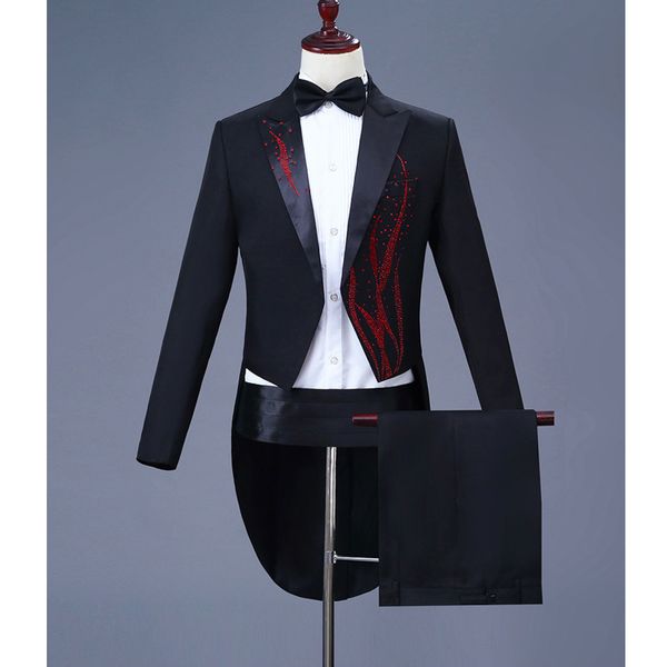 men 2 piece wedding suits black one button diamond suit men brand slim fit mens suits with pants party stage singer costumes 4xl 210524, White;black
men 2 piece wedding suits black one button diamond suit men brand slim fit mens suits with pants party stage singer costumes 4xl 210524, White;black
