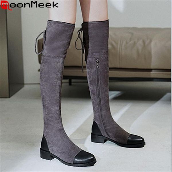 boots moonmeek 2021 arrival winter over the knee low heel round toe lace up shoes woman comfortable flock women, Black
boots moonmeek 2021 arrival winter over the knee low heel round toe lace up shoes woman comfortable flock women, Black