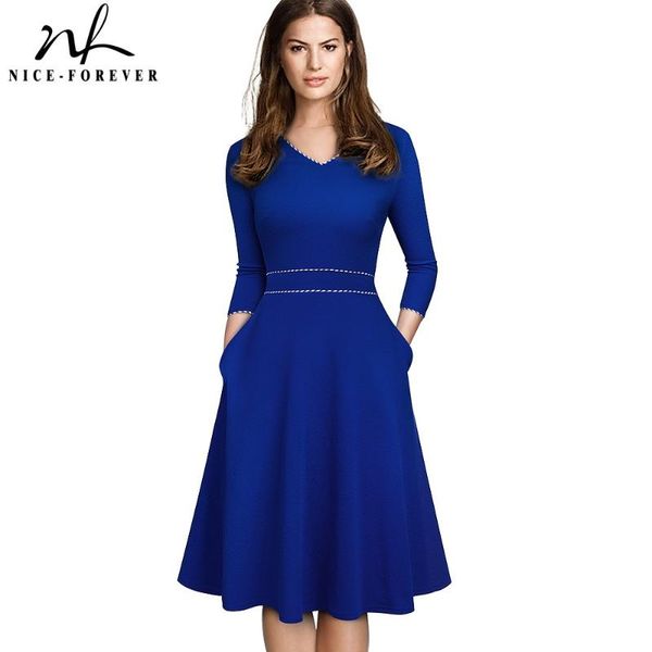 nice-forever spring pure color with stripe patchwork retro elegant dresses formal business flare swing women dress a242 casual, Black;gray
nice-forever spring pure color with stripe patchwork retro elegant dresses formal business flare swing women dress a242 casual, Black;gray