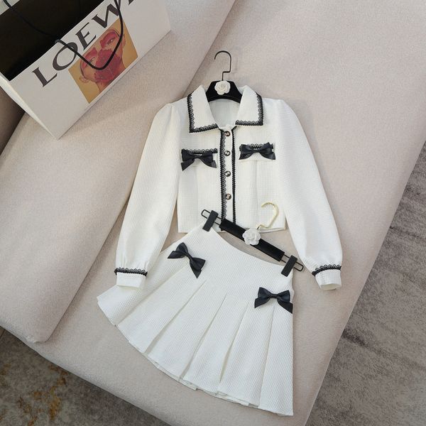 pring fall small fragrance two piece dress women crop bow short jacket coat + pleated skirts sets korean sweet 2 piece suits 2022, White
pring fall small fragrance two piece dress women crop bow short jacket coat + pleated skirts sets korean sweet 2 piece suits 2022, White