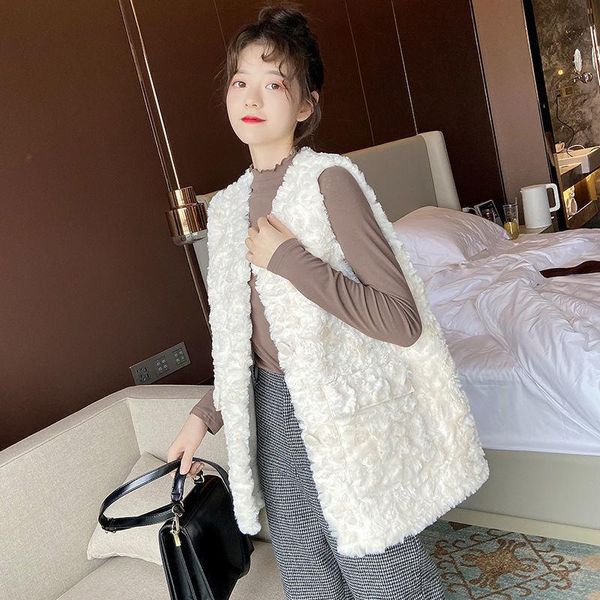 women's fur & faux 2021 winter autumn women thick imitation lambs wool vest lady solid warm loose pockets gilet female sleeveless waist, Black
women's fur & faux 2021 winter autumn women thick imitation lambs wool vest lady solid warm loose pockets gilet female sleeveless waist, Black