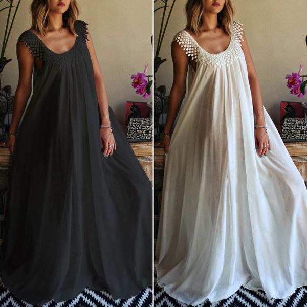 casual dresses fashion zanzea women sleeveless lace patchwork long maxi ladies summer sun beach party robe whte es, Black;gray
casual dresses fashion zanzea women sleeveless lace patchwork long maxi ladies summer sun beach party robe whte es, Black;gray