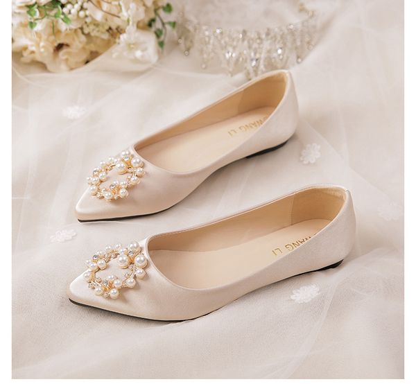 champagne satin pointed flat women shoes pearls circle buckle diamond wedding bridal bradesmaid prom for lady shoes, Black
champagne satin pointed flat women shoes pearls circle buckle diamond wedding bridal bradesmaid prom for lady shoes, Black