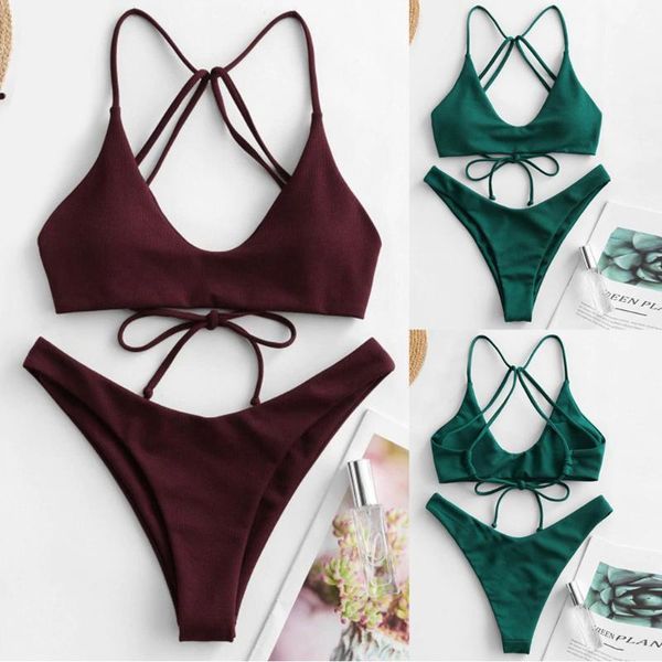 women's swimwear 2021 women swimsuit solid bikini summer beach set ladies two-piece holiday bandage s-xl, White;black
women's swimwear 2021 women swimsuit solid bikini summer beach set ladies two-piece holiday bandage s-xl, White;black