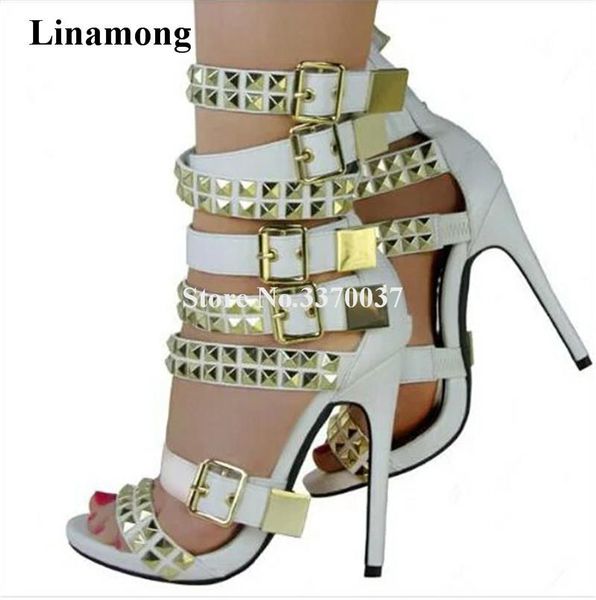 fashion women open toe gold rivet straps thin heel gladiator sandals white black buckles high club shoes
fashion women open toe gold rivet straps thin heel gladiator sandals white black buckles high club shoes