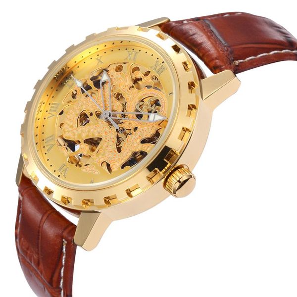 hollow engraving skeleton wristwatch casual designer black golden case gear bezel men luxury automatic watches gift wristwatches, Slivery;brown
hollow engraving skeleton wristwatch casual designer black golden case gear bezel men luxury automatic watches gift wristwatches, Slivery;brown