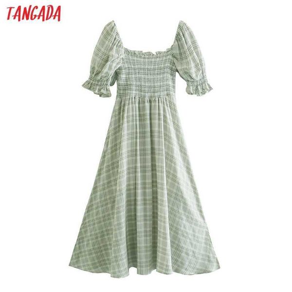 tangada women green plaid print french style long dress puff short sleeve off shoulder ladies dress 8m18 210609, Black;gray
tangada women green plaid print french style long dress puff short sleeve off shoulder ladies dress 8m18 210609, Black;gray