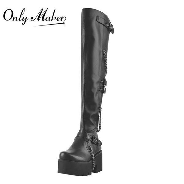 boots onlymaker platform over the knee matte black metal chain buckles decoration chunky high heel shoes punk zipper large size
boots onlymaker platform over the knee matte black metal chain buckles decoration chunky high heel shoes punk zipper large size